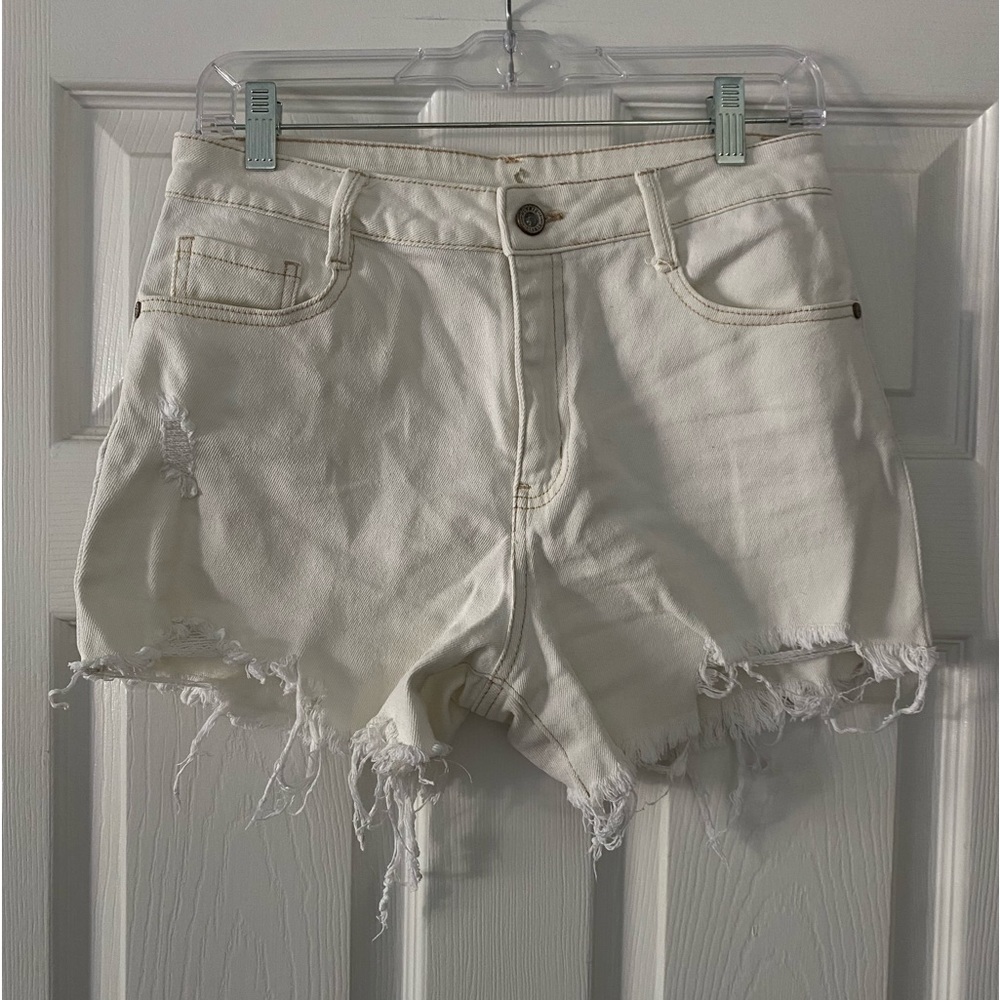 White jean shorts